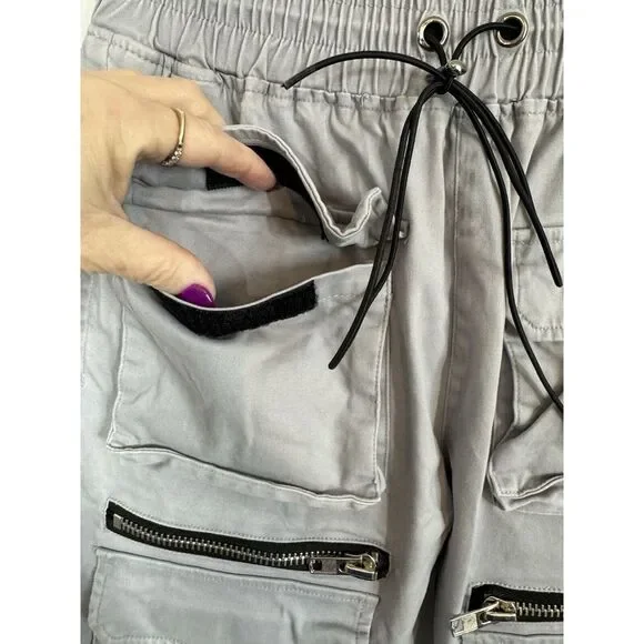 Hood Couture Mens Pull On Gray Cargo Pants Size XS Grunge Streetwear Hip Hop Y2K - Picture 4 of 13
